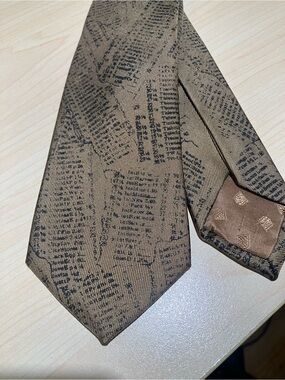 Schiaparelli stock market ticker tape silk tie slender